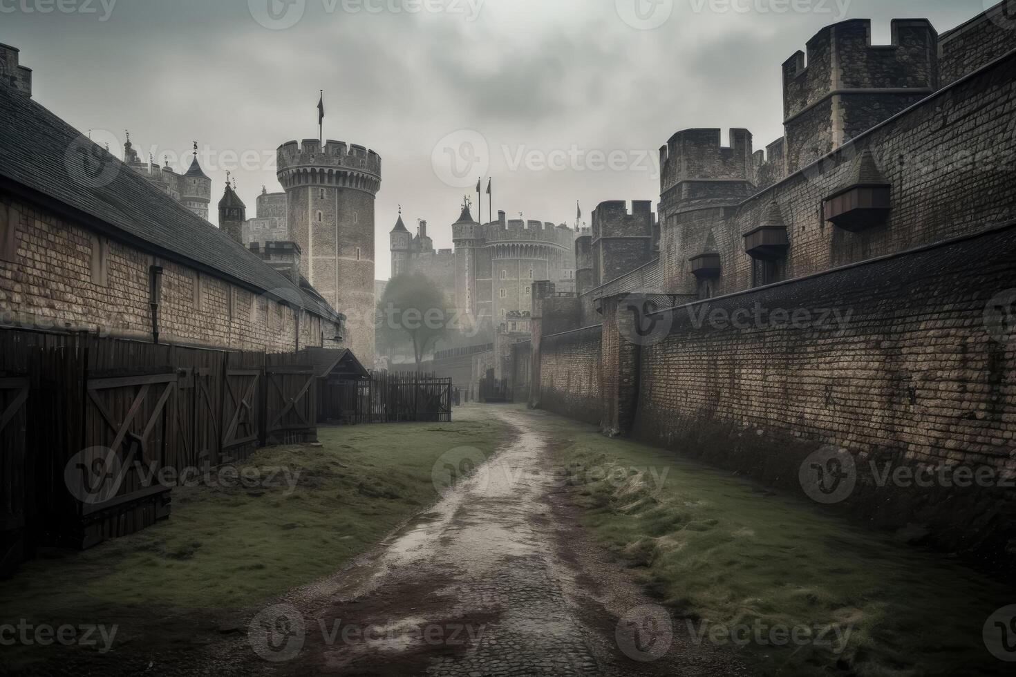 medieval Londres sucio Mira creado con generativo ai tecnología. foto