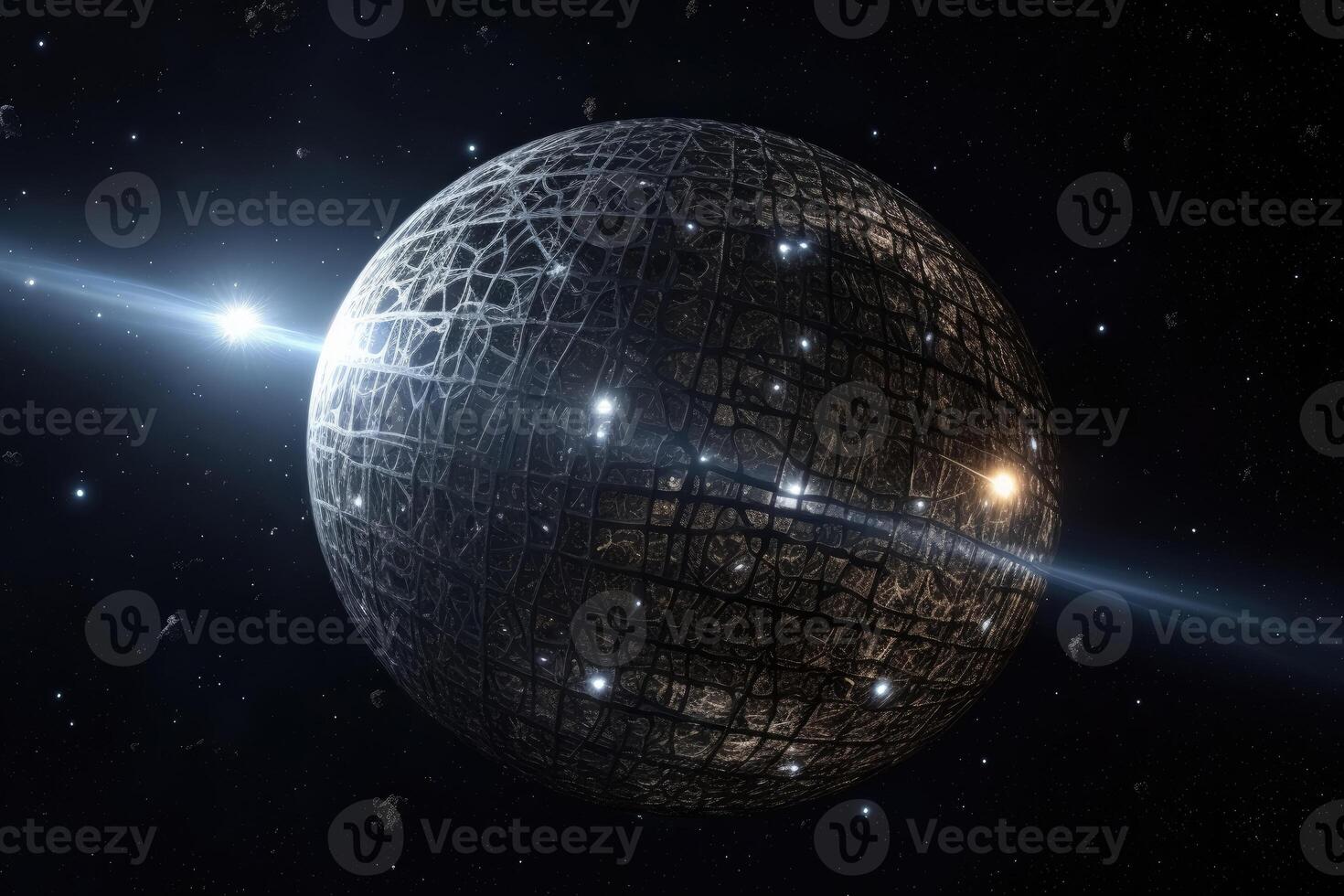 Dyson Sphere in space spans a star created with technology. photo