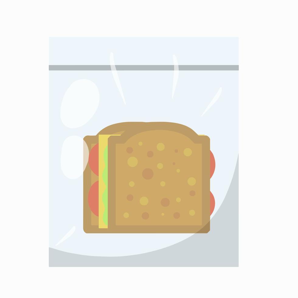 emparedado. un pan con queso, tomate y lechuga. comida icono. plano ilustración vector