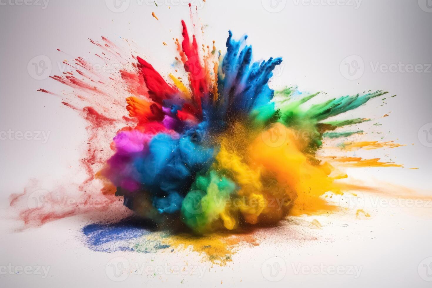 Exploding colors on a light background created with technology. photo