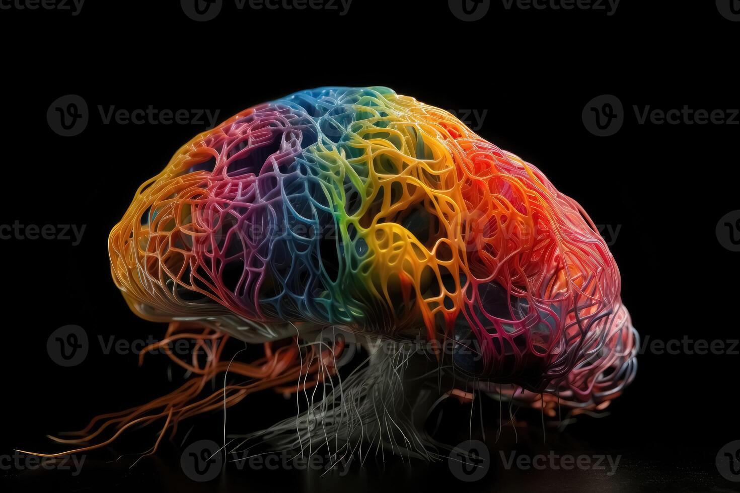 A representation of neuroplasticity the human brain created with technology. photo