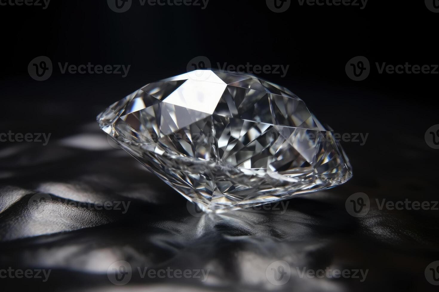 A big sparkling diamond of a drk surface created with technology. photo
