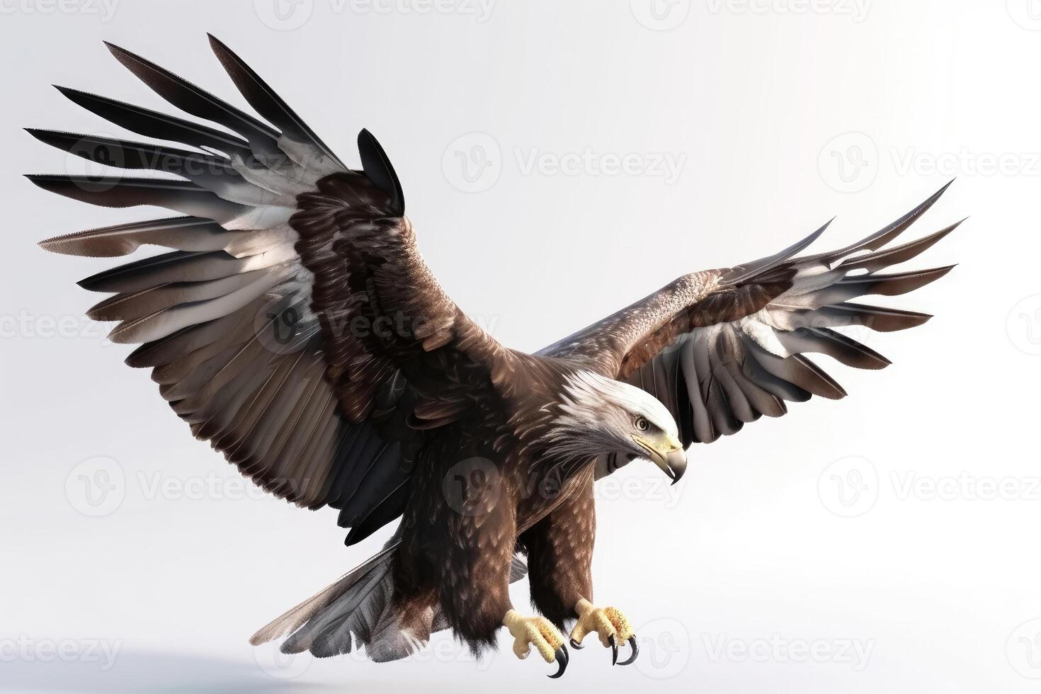 Flying eagle colorful on white background created with technology. photo