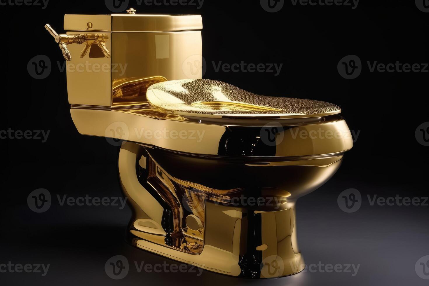 A luxurious toilet made of pure gold created with technology. 22398255