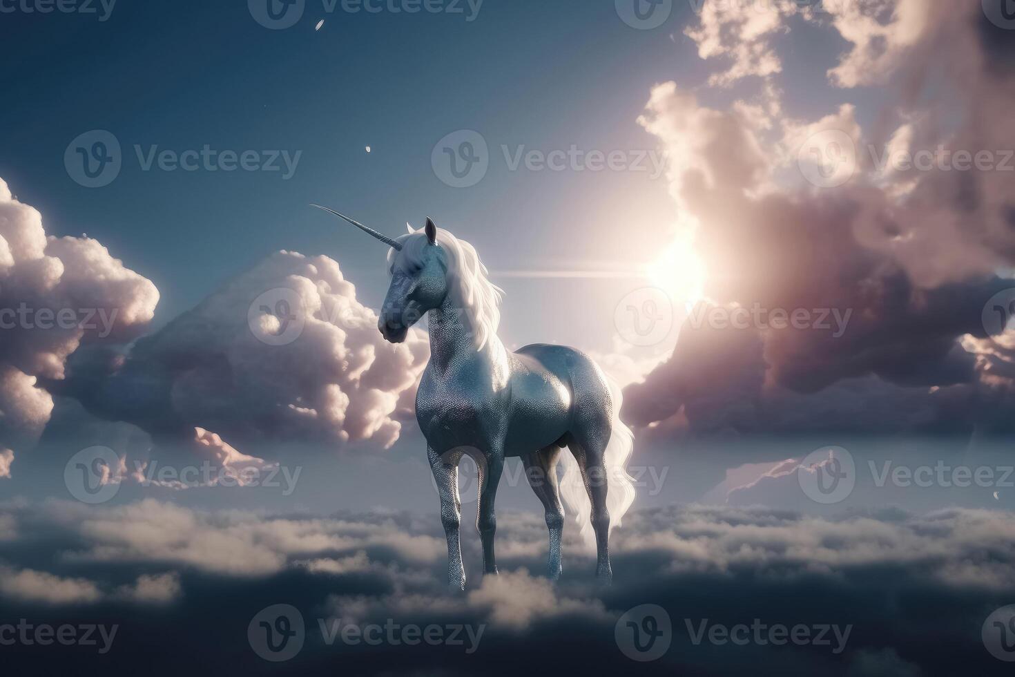 un unicornio en el cielo creado con generativo ai tecnología. foto