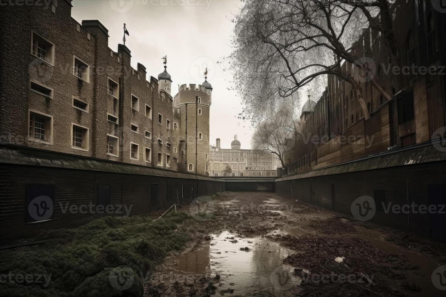 Medieval London dirty look created with technology. photo