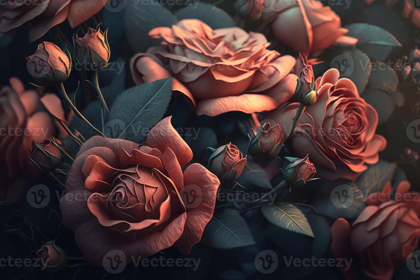 A bouquet of roses in an art style created with technology. photo