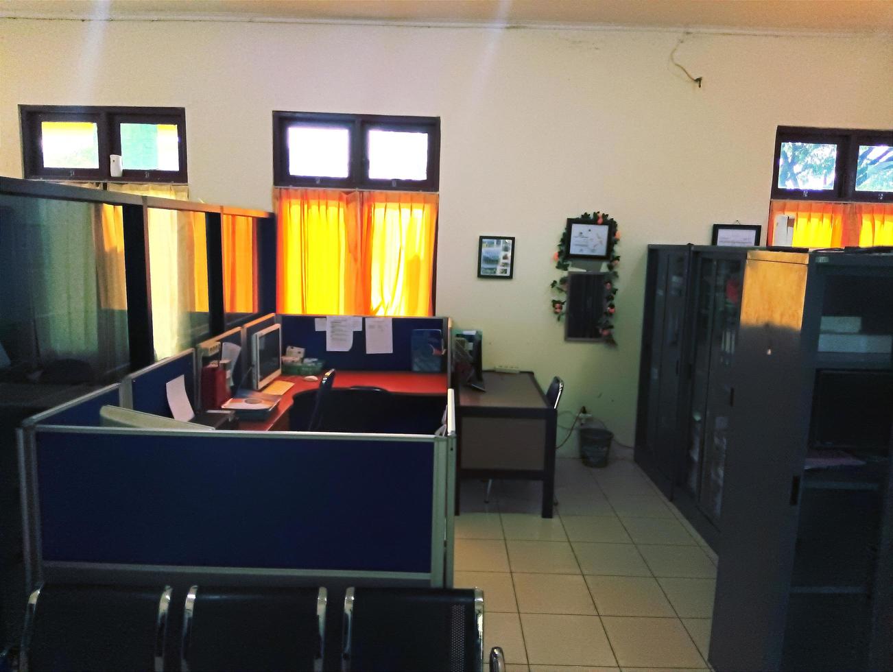Atambua, Nusa Tenggara Timur, 2023 Interior of office workspace without staff members because there is still no office schedule photo