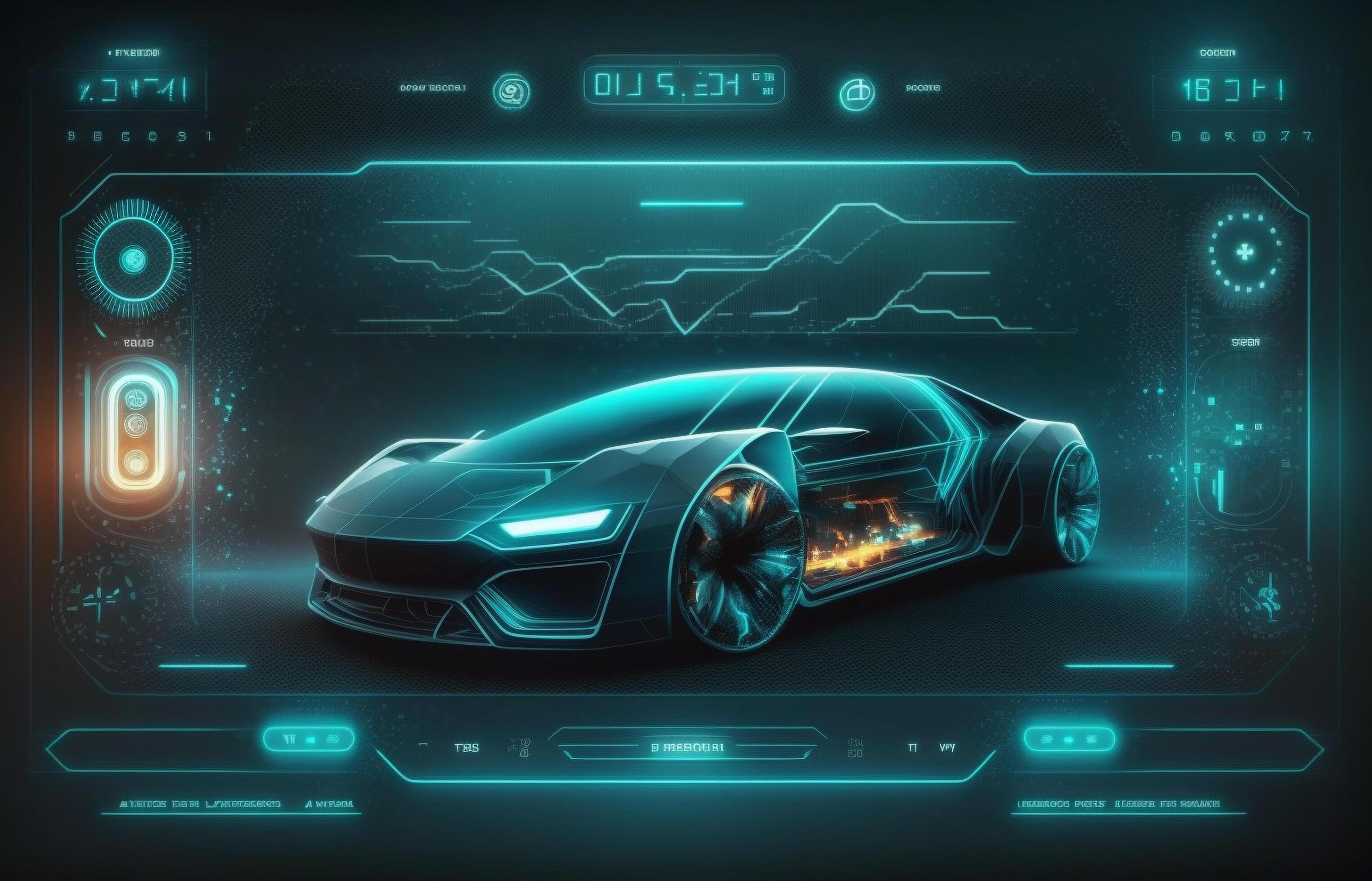 A futuristic hologram of a car, a futuristic car hud design, Generative
