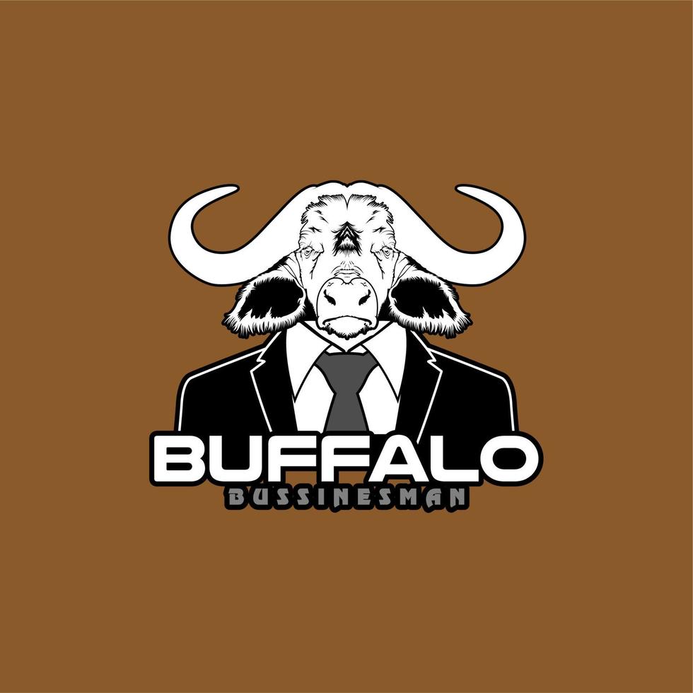 businessman buffalo logo wearing suit vector