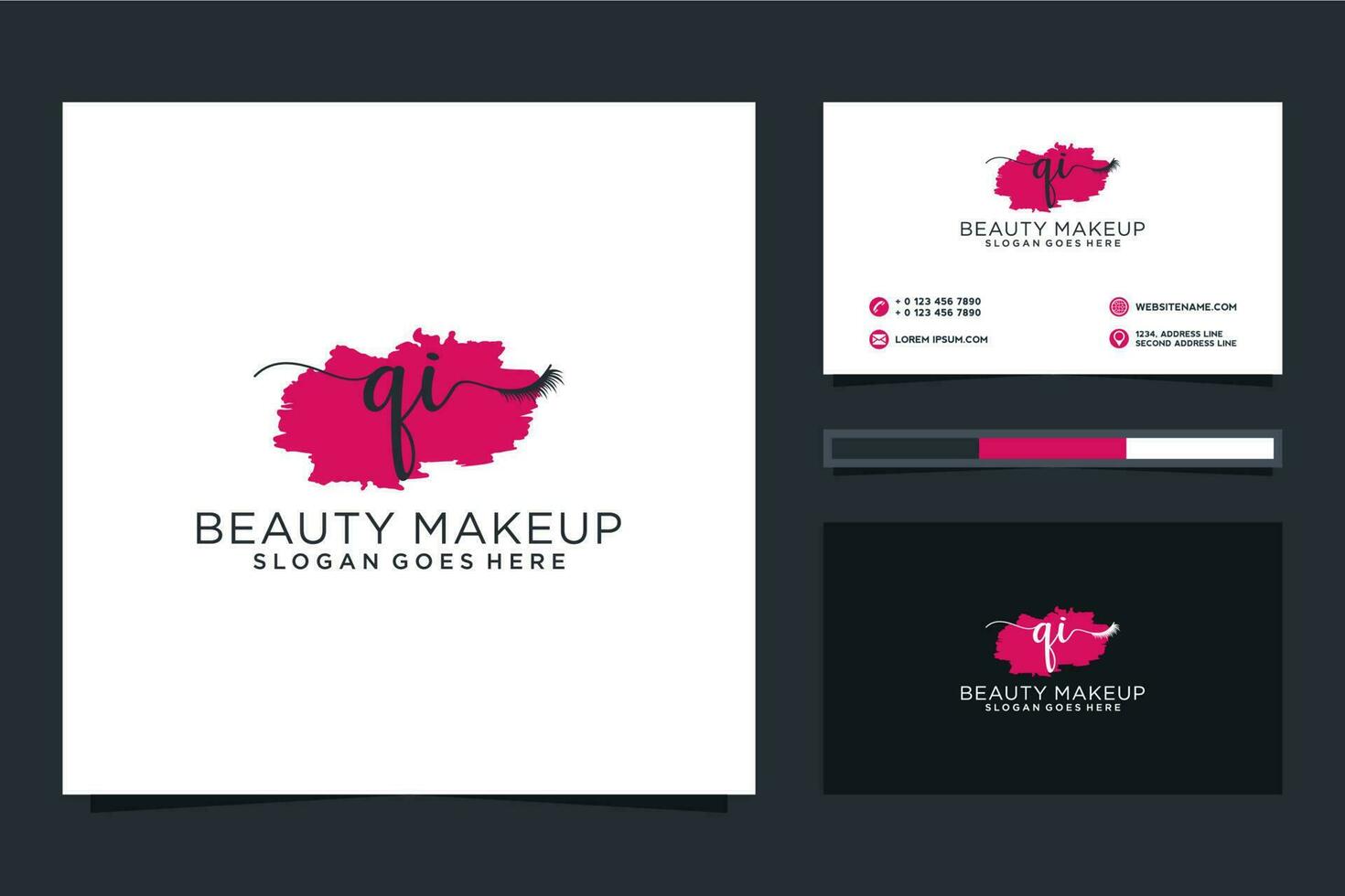 Initial QI Feminine logo collections and business card template Premium Vector