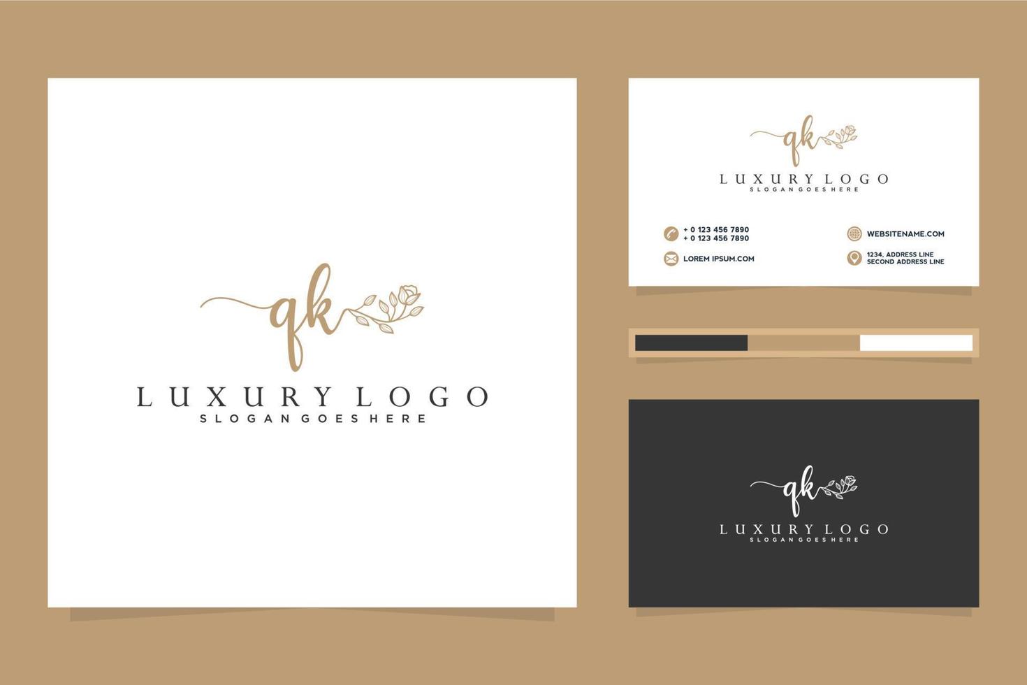 Initial QK Feminine logo collections and business card template Premium Vector