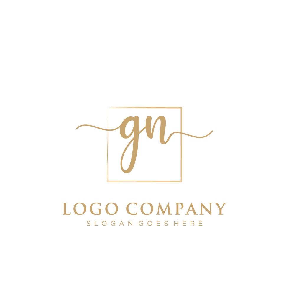 Initial GN feminine logo collections template. handwriting logo of initial signature, wedding, fashion, jewerly, boutique, floral and botanical with creative template for any company or business. vector