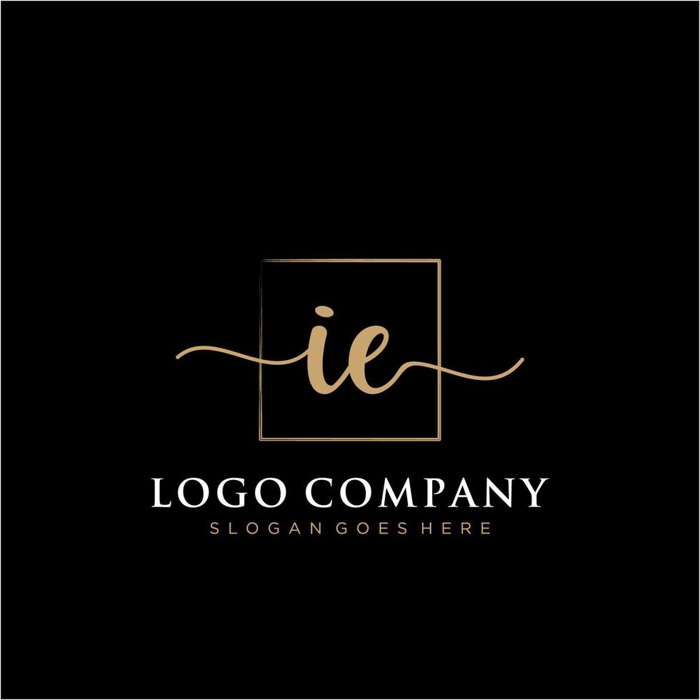 Initial IE feminine logo collections template. handwriting logo of initial signature, wedding, fashion, jewerly, boutique, floral and botanical with creative template for any company or business. vector