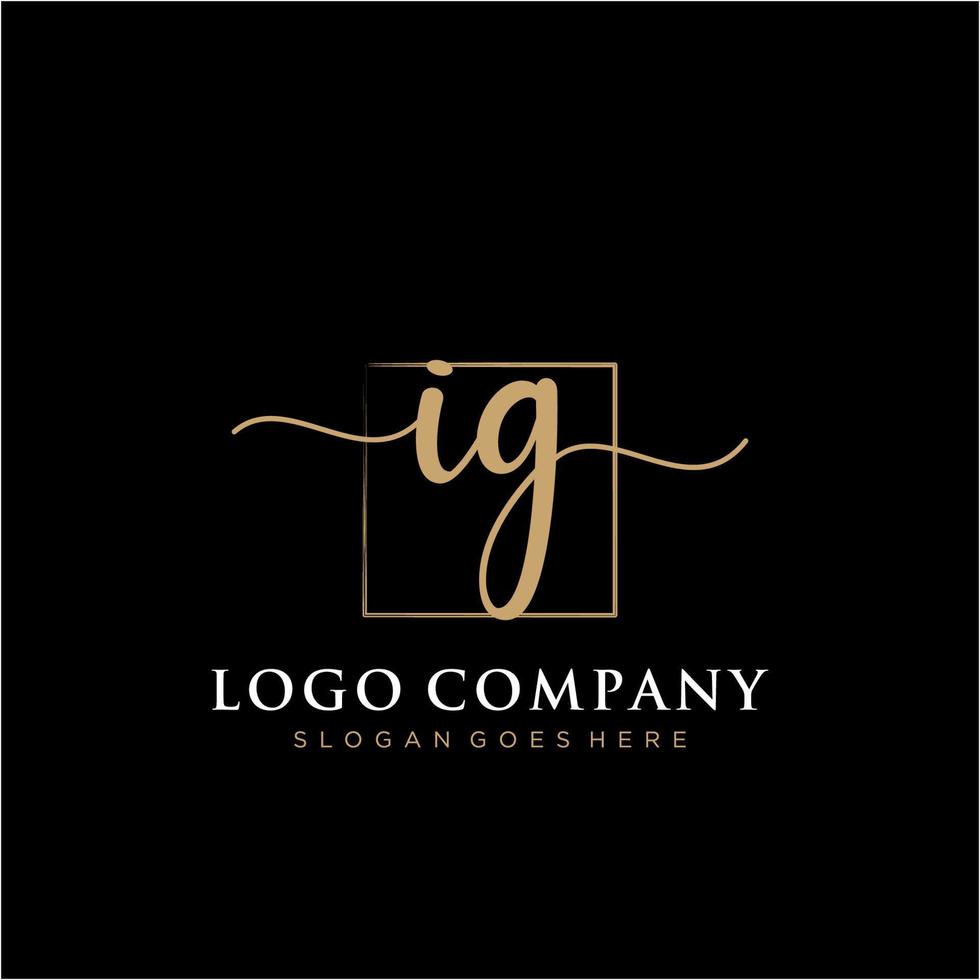 Initial IG feminine logo collections template. handwriting logo of initial signature, wedding, fashion, jewerly, boutique, floral and botanical with creative template for any company or business. vector