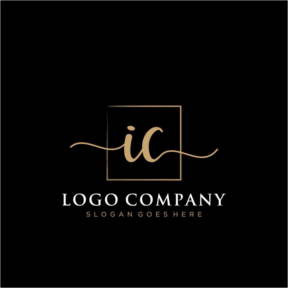 Initial IC feminine logo collections template. handwriting logo of initial signature, wedding, fashion, jewerly, boutique, floral and botanical with creative template for any company or business. vector