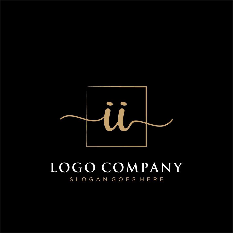 Initial II feminine logo collections template. handwriting logo of initial signature, wedding, fashion, jewerly, boutique, floral and botanical with creative template for any company or business. vector