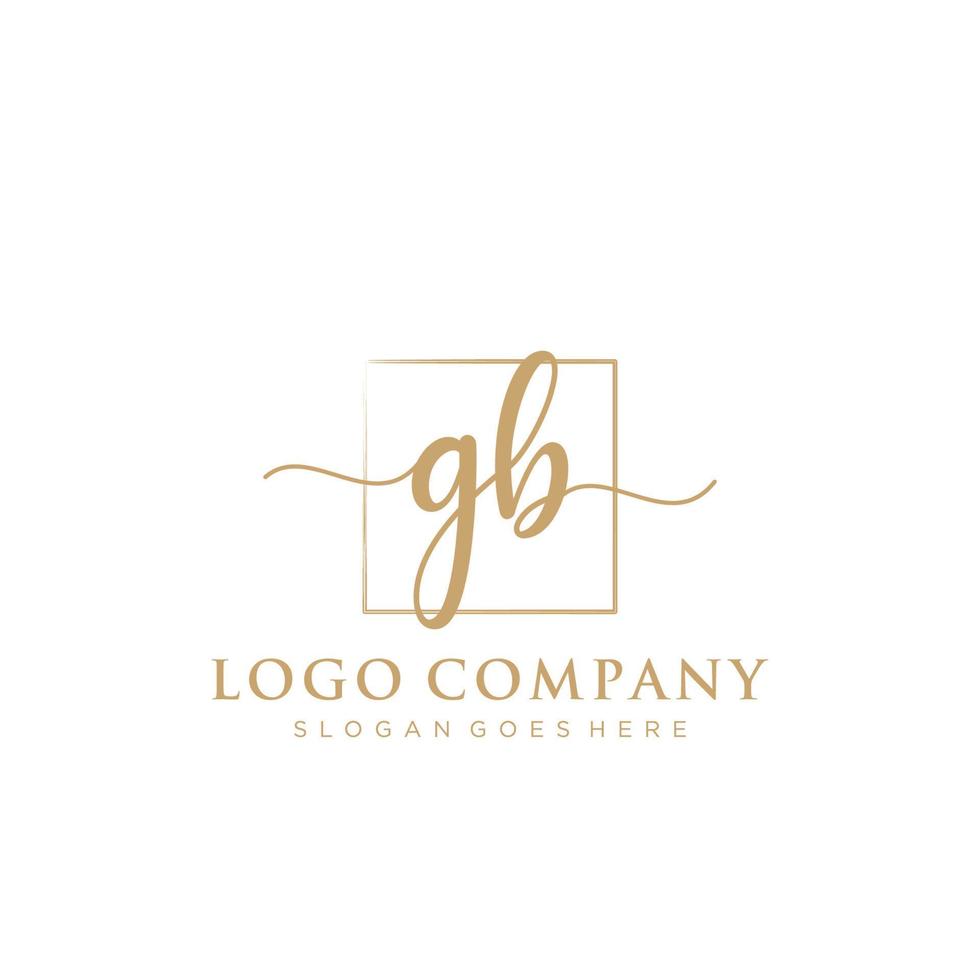 Initial GB feminine logo collections template. handwriting logo of initial signature, wedding, fashion, jewerly, boutique, floral and botanical with creative template for any company or business. vector