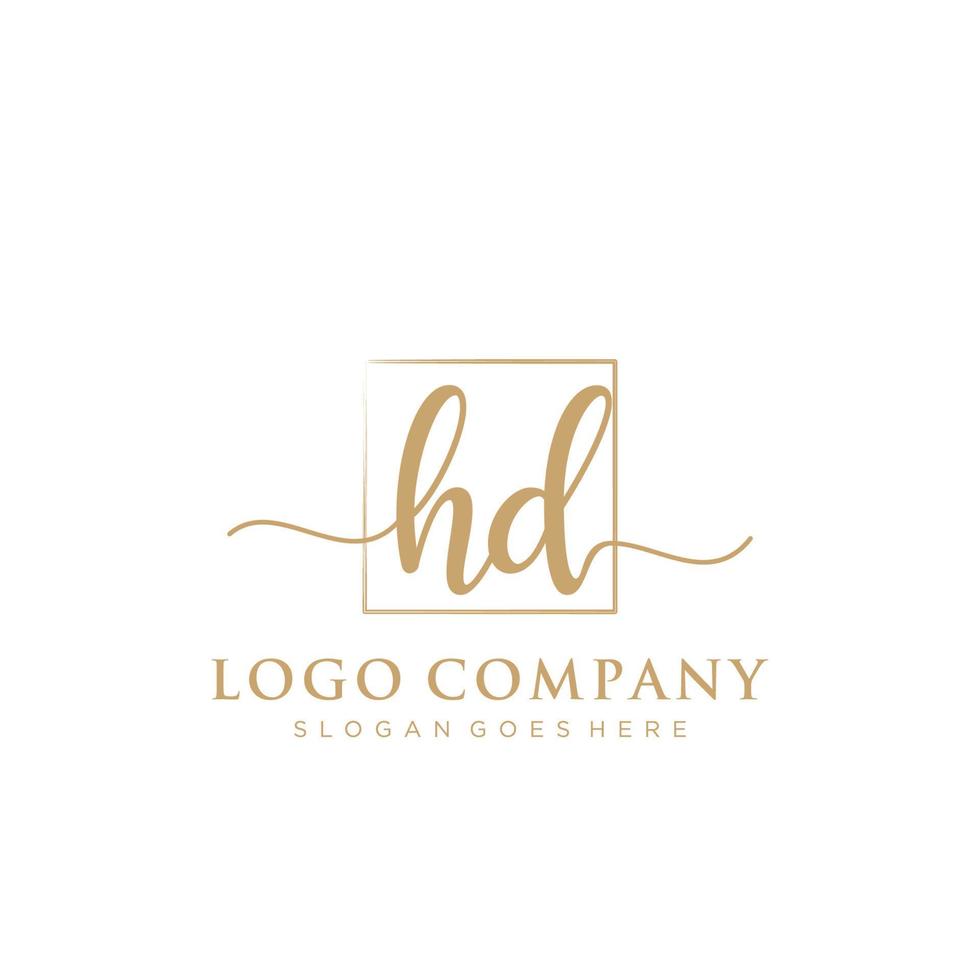 inicial hd femenino logo colecciones modelo. escritura logo de inicial firma, boda, moda, joyería, boutique, floral y botánico con creativo modelo para ninguna empresa o negocio. vector