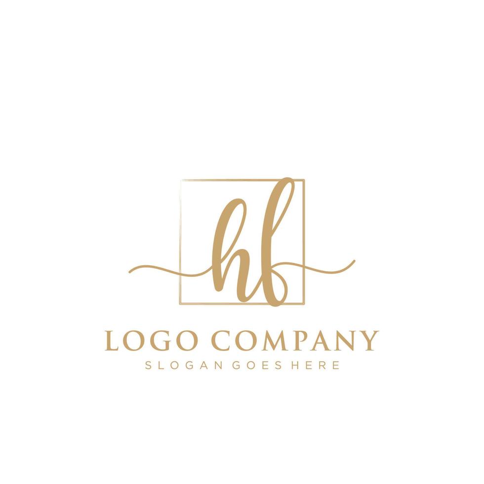 Initial HF feminine logo collections template. handwriting logo of initial signature, wedding, fashion, jewerly, boutique, floral and botanical with creative template for any company or business. vector
