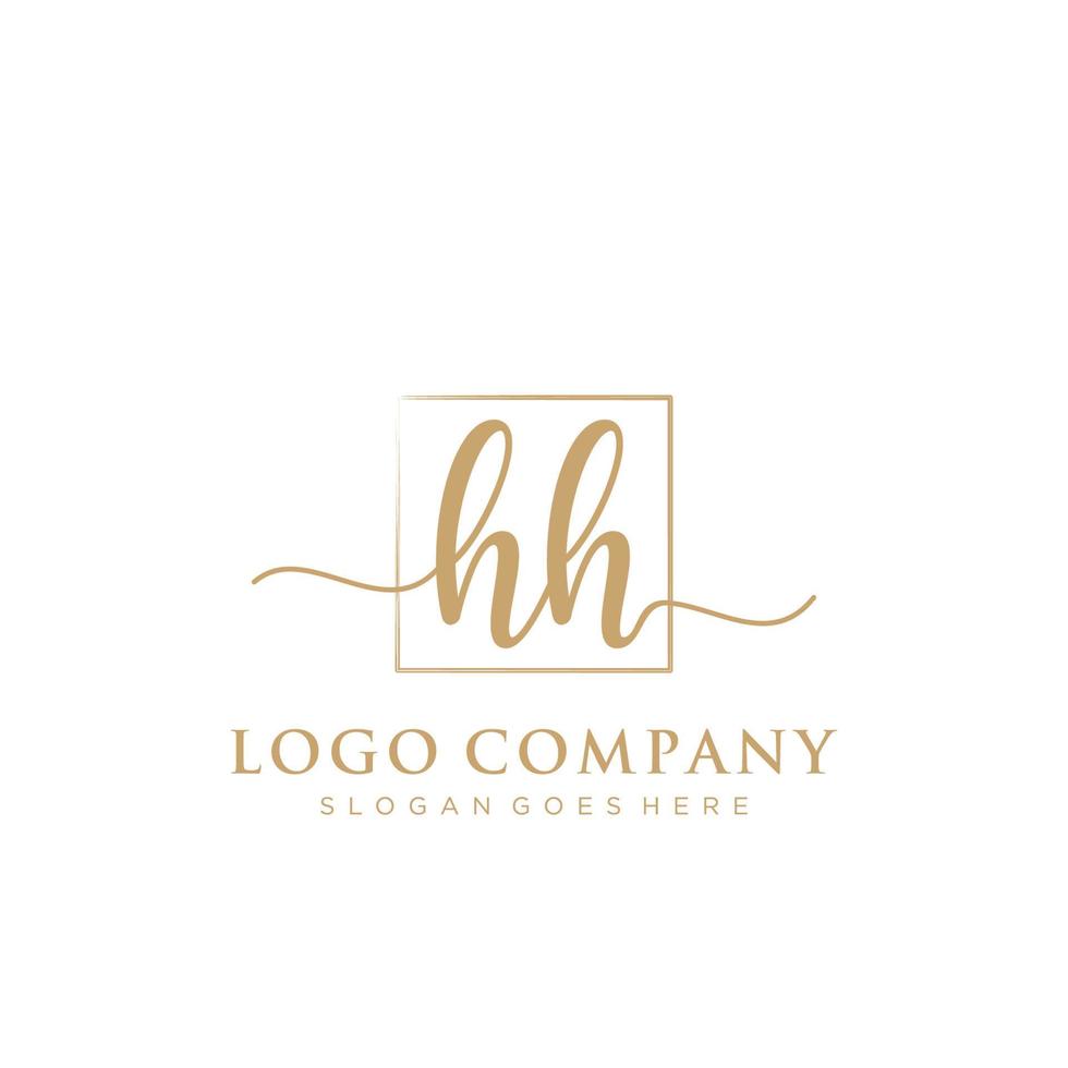 Initial HH feminine logo collections template. handwriting logo of initial signature, wedding, fashion, jewerly, boutique, floral and botanical with creative template for any company or business. vector