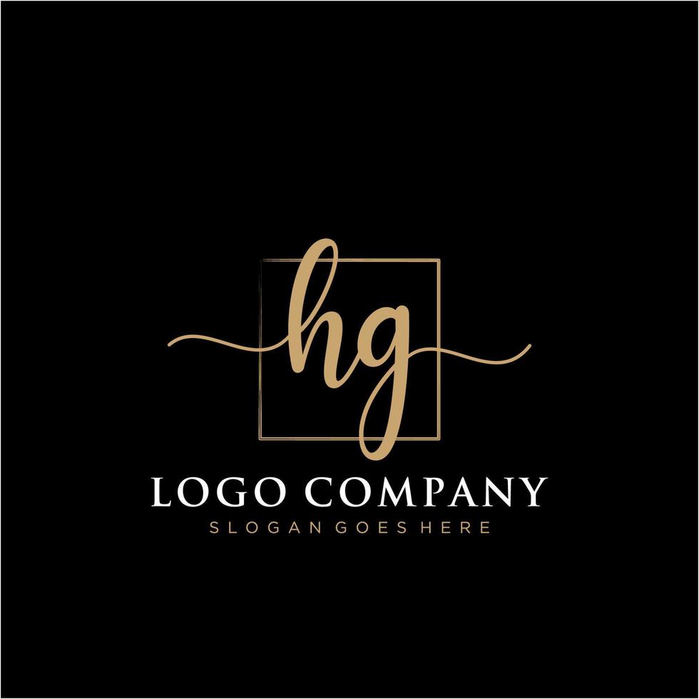 Initial HG feminine logo collections template. handwriting logo of initial signature, wedding, fashion, jewerly, boutique, floral and botanical with creative template for any company or business. vector