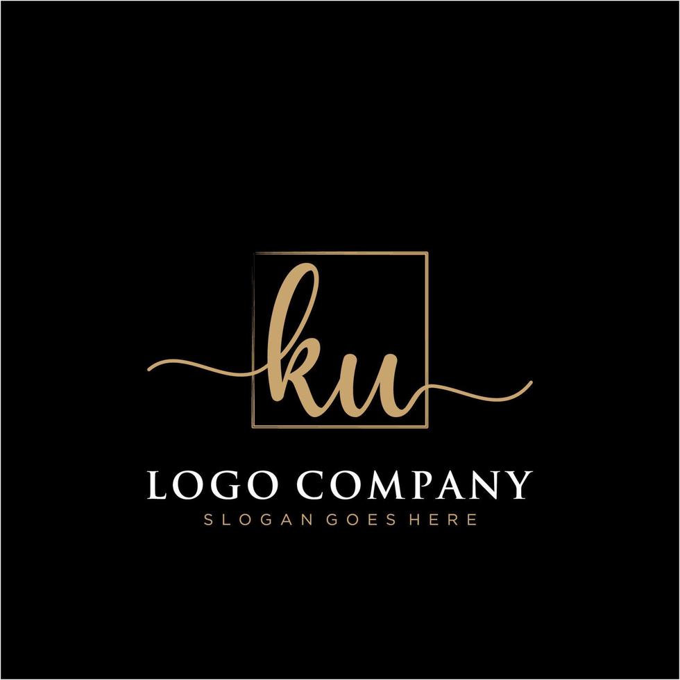 inicial ku femenino logo colecciones modelo. escritura logo de inicial firma, boda, moda, joyería, boutique, floral y botánico con creativo modelo para ninguna empresa o negocio. vector