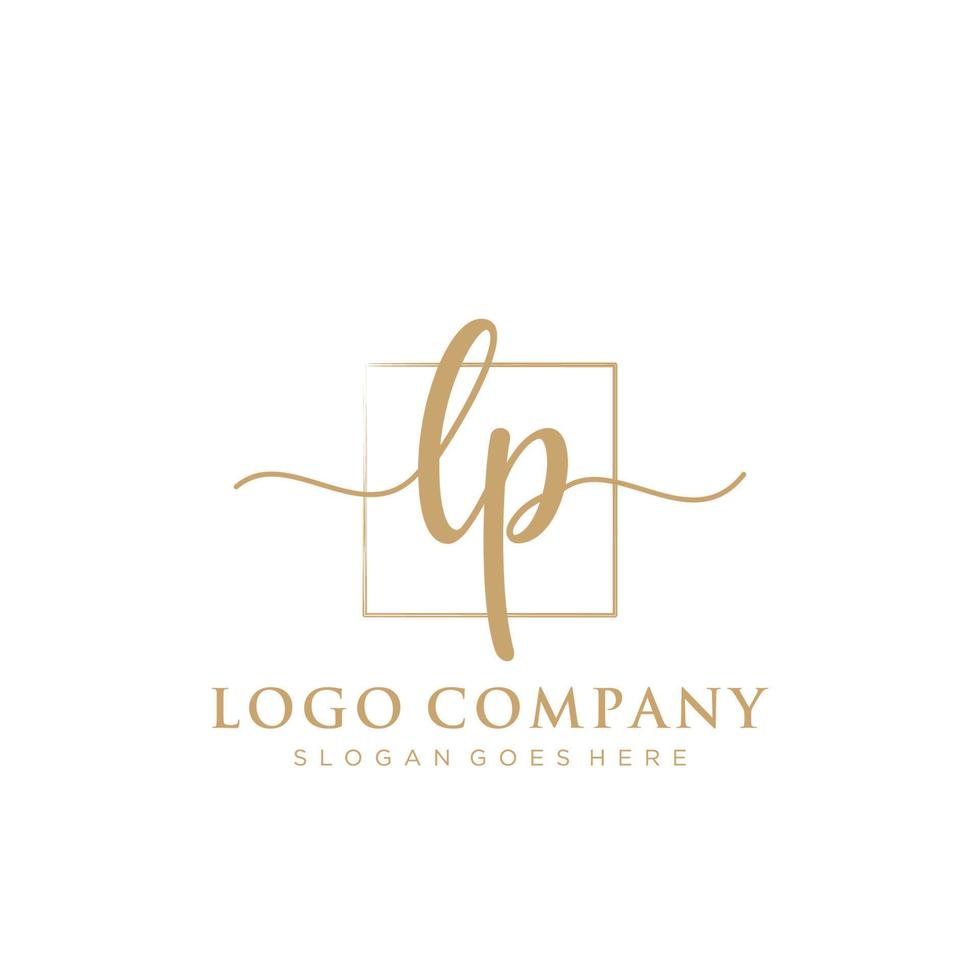 Initial LP feminine logo collections template. handwriting logo of initial signature, wedding, fashion, jewerly, boutique, floral and botanical with creative template for any company or business. vector
