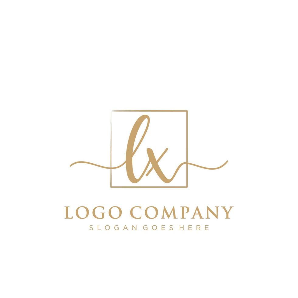 Initial LX feminine logo collections template. handwriting logo of initial signature, wedding, fashion, jewerly, boutique, floral and botanical with creative template for any company or business. vector