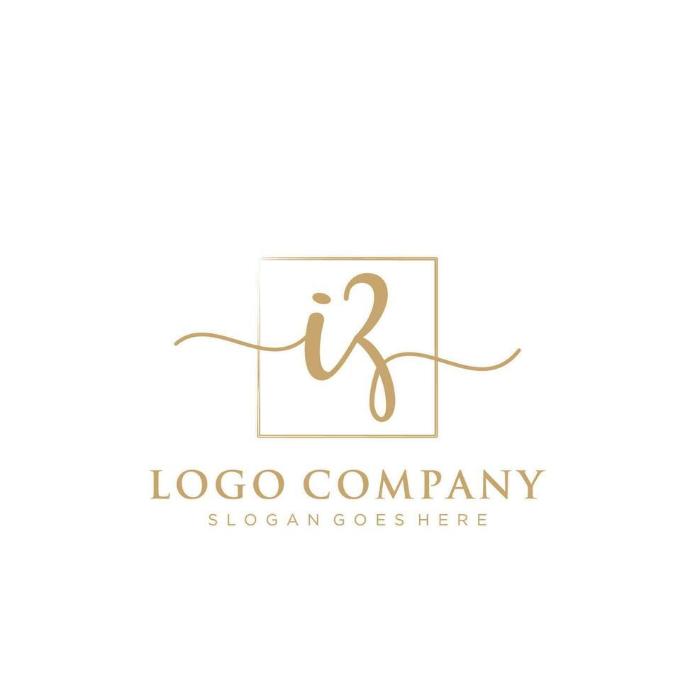 Initial IZ feminine logo collections template. handwriting logo of initial signature, wedding, fashion, jewerly, boutique, floral and botanical with creative template for any company or business. vector