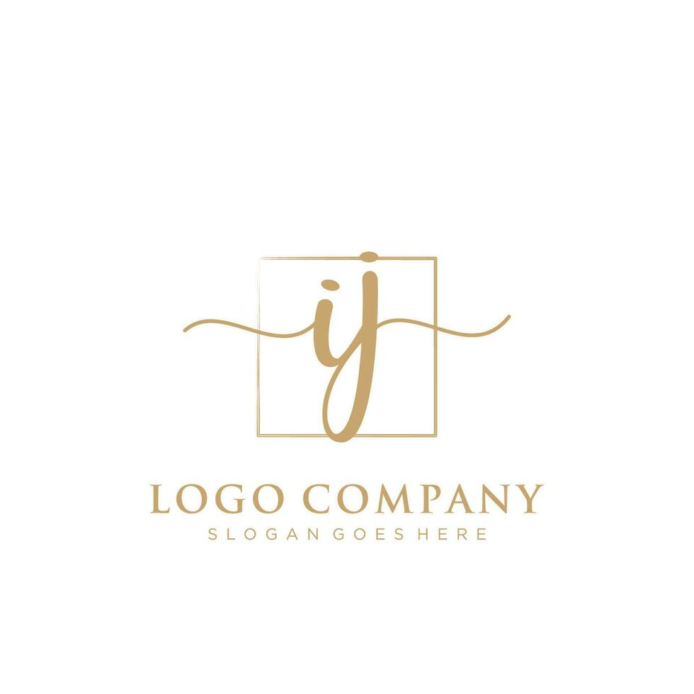 Initial IJ feminine logo collections template. handwriting logo of initial signature, wedding, fashion, jewerly, boutique, floral and botanical with creative template for any company or business. vector
