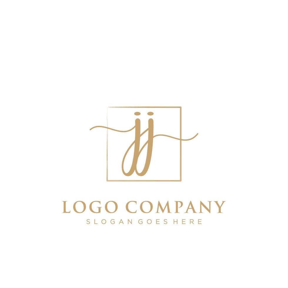 Initial JJ feminine logo collections template. handwriting logo of initial signature, wedding, fashion, jewerly, boutique, floral and botanical with creative template for any company or business. vector