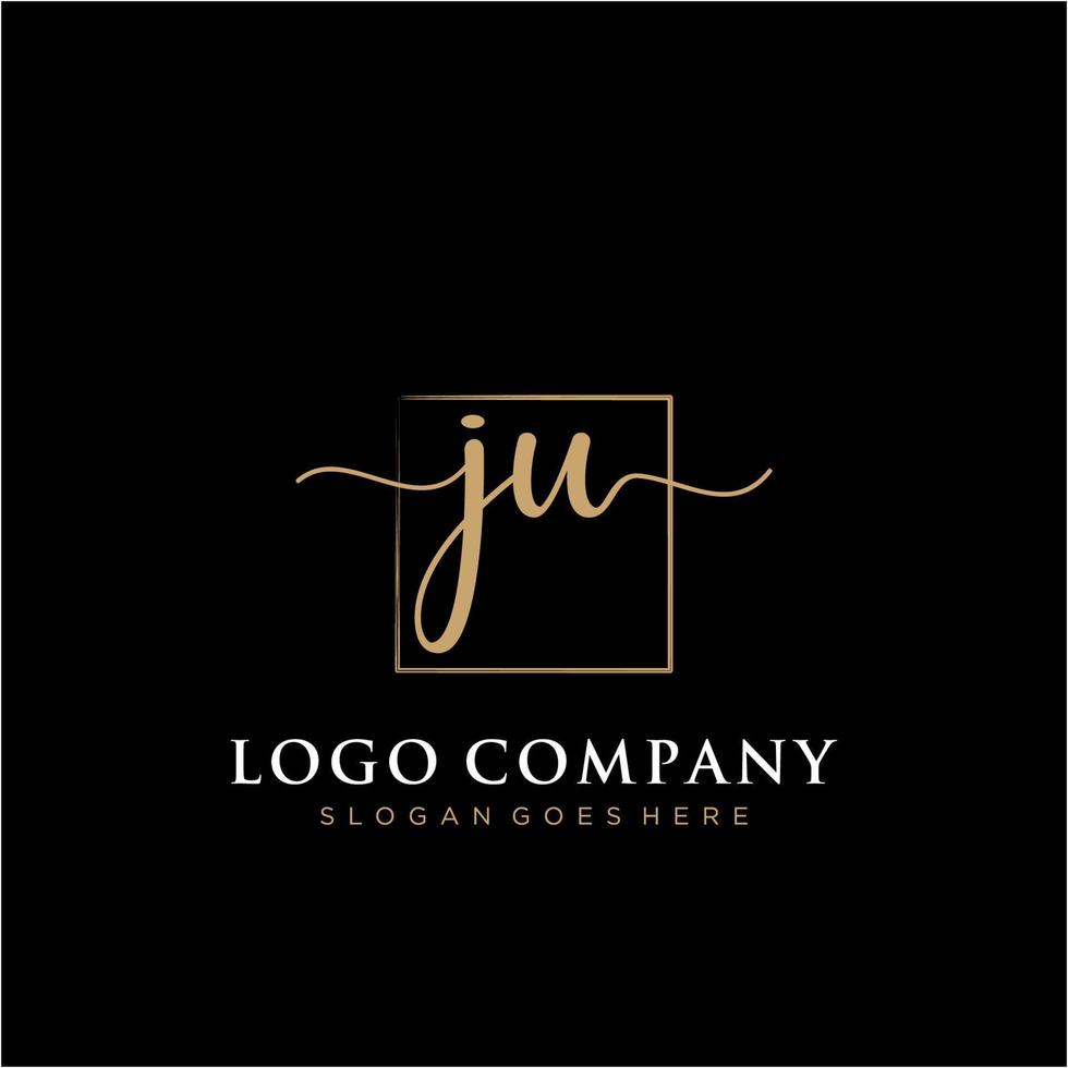 Initial JU feminine logo collections template. handwriting logo of initial signature, wedding, fashion, jewerly, boutique, floral and botanical with creative template for any company or business. vector