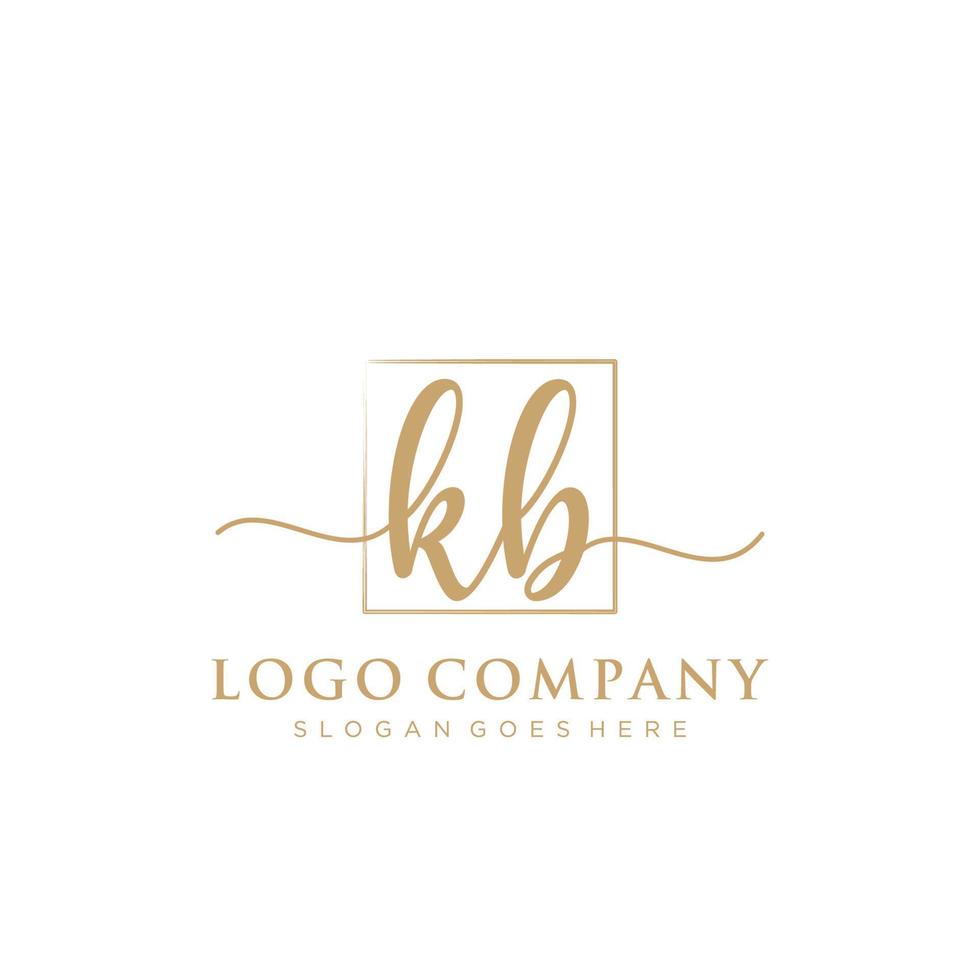 Initial KB feminine logo collections template. handwriting logo of initial signature, wedding, fashion, jewerly, boutique, floral and botanical with creative template for any company or business. vector