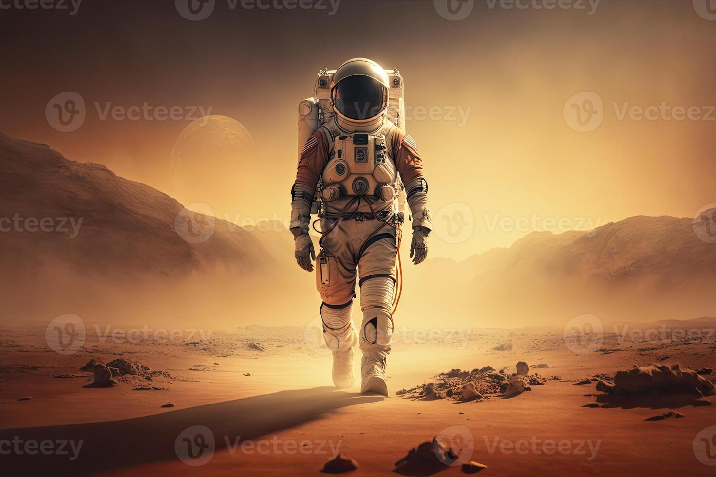 astronaut walking on mars. photo