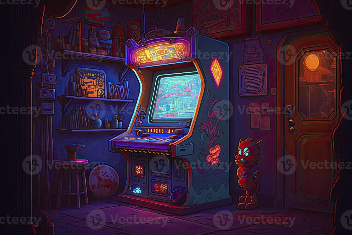 Retro arcade illustration. photo
