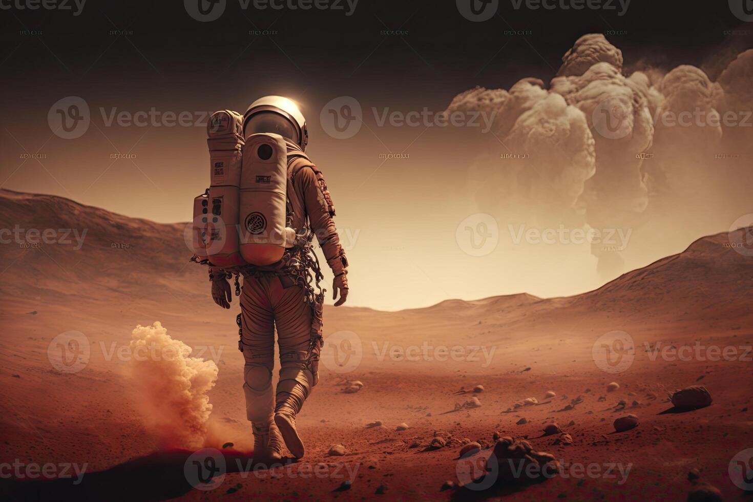 astronaut walking on mars. photo