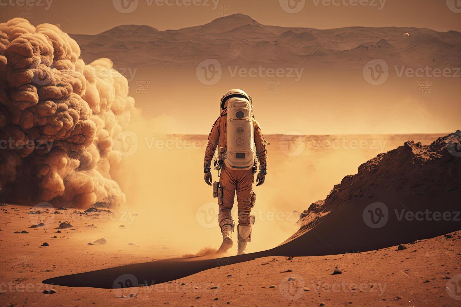 astronaut walking on mars. photo