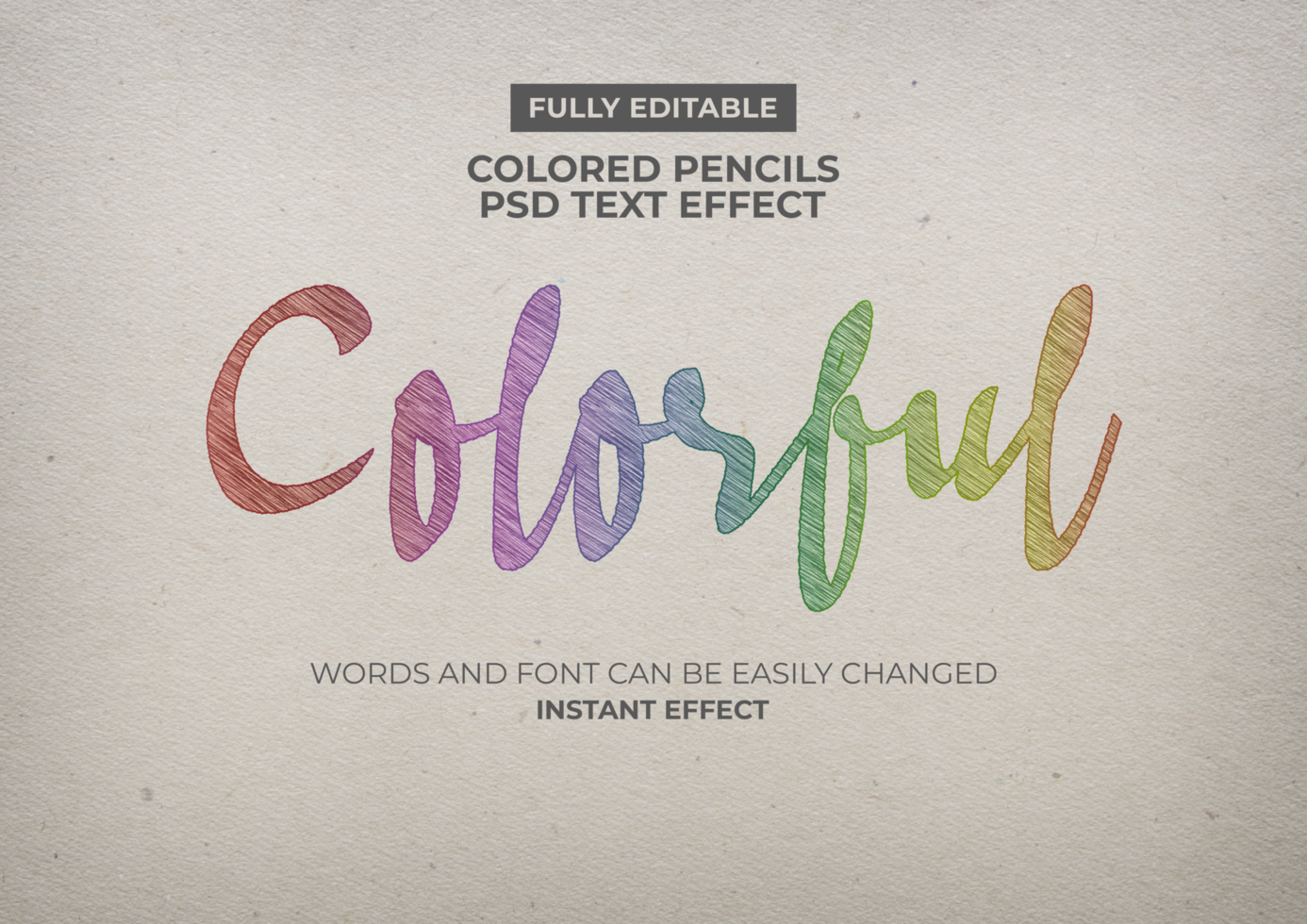 Colored pencils Text Effect psd