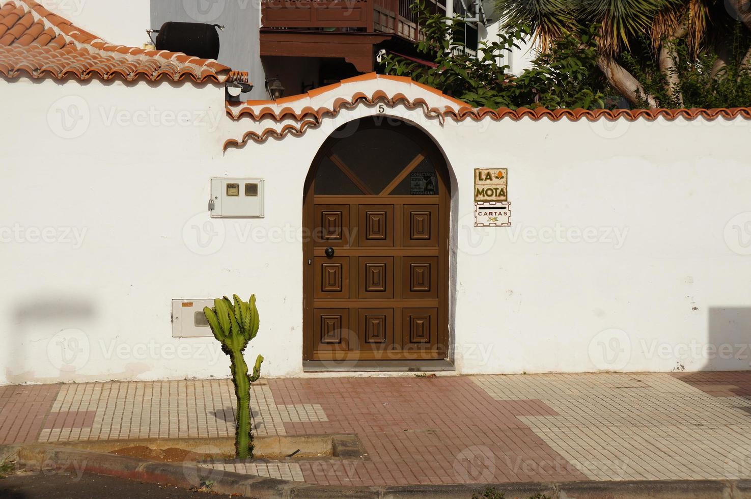 interesting colorful holiday houses in the streets of the Spanish city of Puerto De la Cruz in Tenerife photo