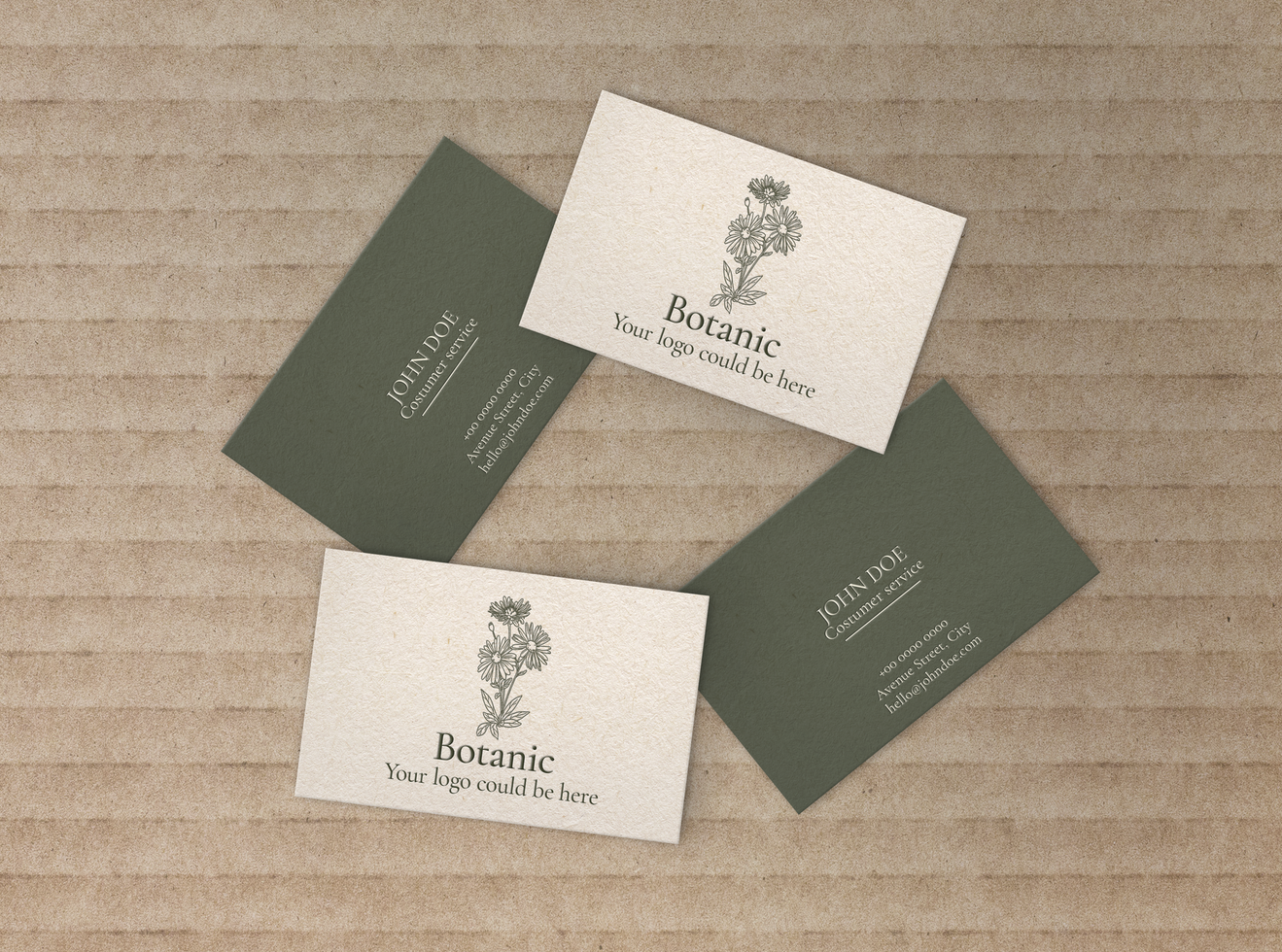 Mockup of Business Cards Set Made out of Recycled Paper psd