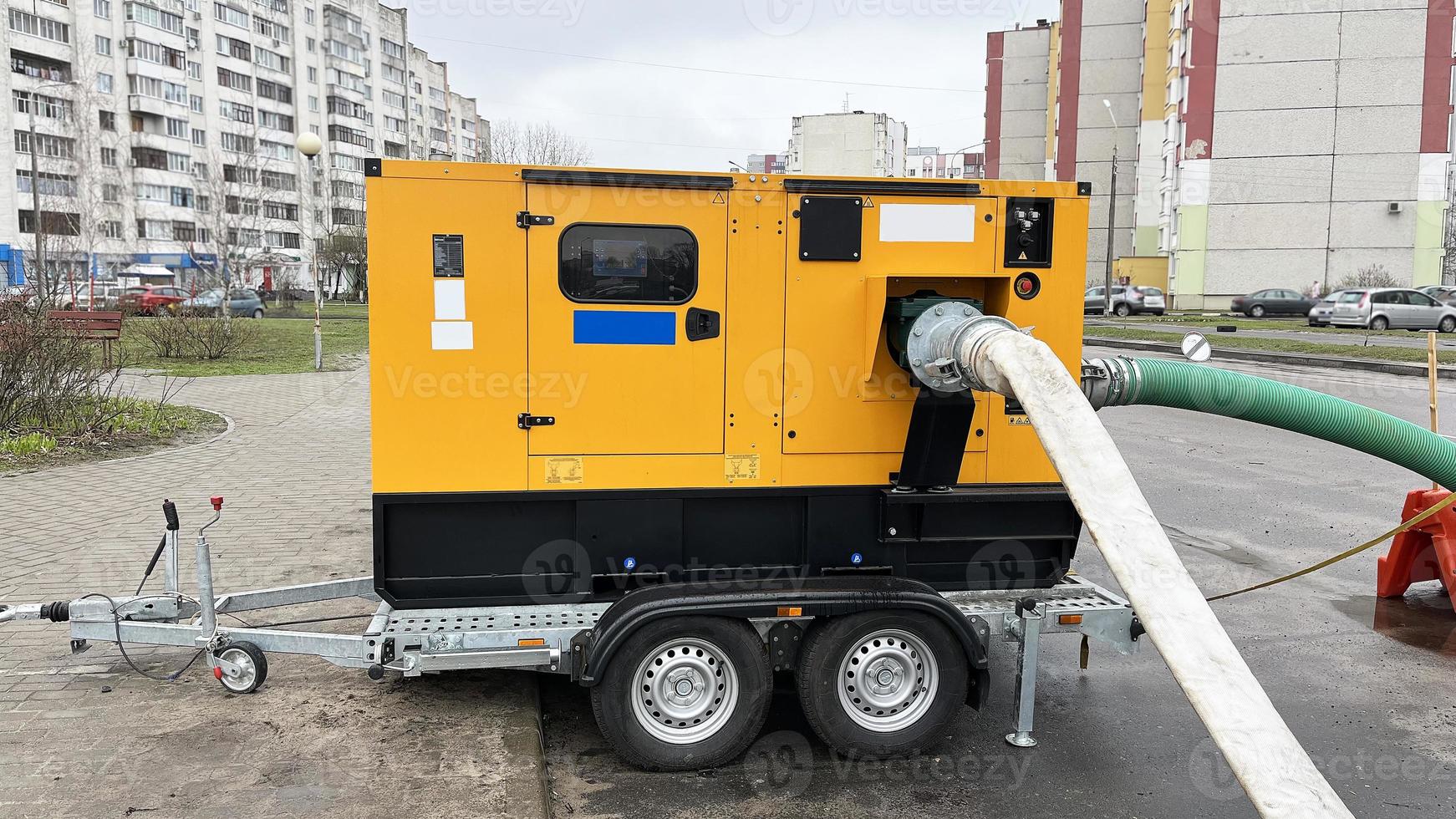 Mobile diesel generator for pumping water from flooded areas. photo