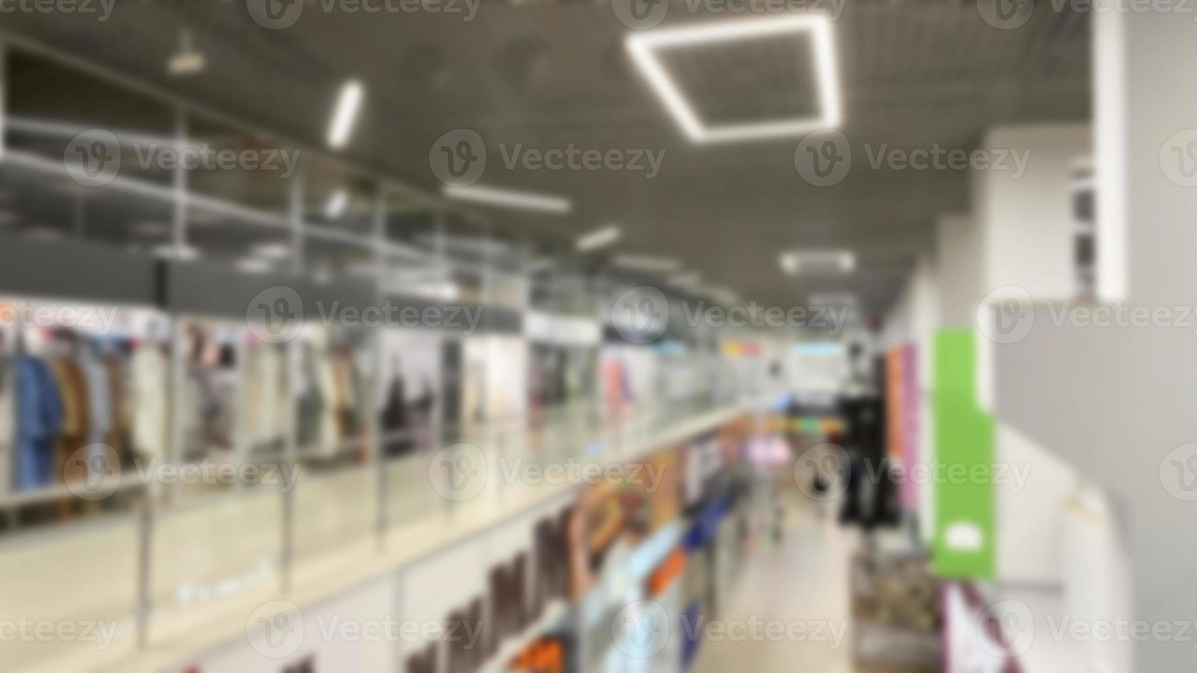 Blurred background, a mall with boutiques. photo