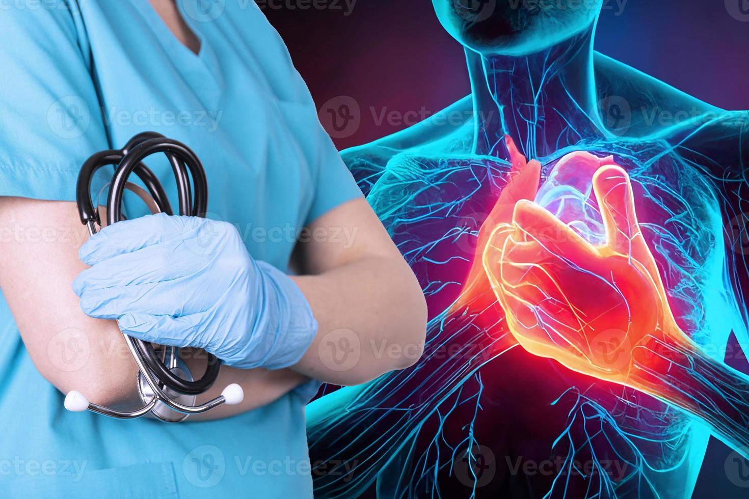 dolor en el corazón, un persona es participación en a el corazón en su pecho. recomendaciones de un cardiólogo. foto