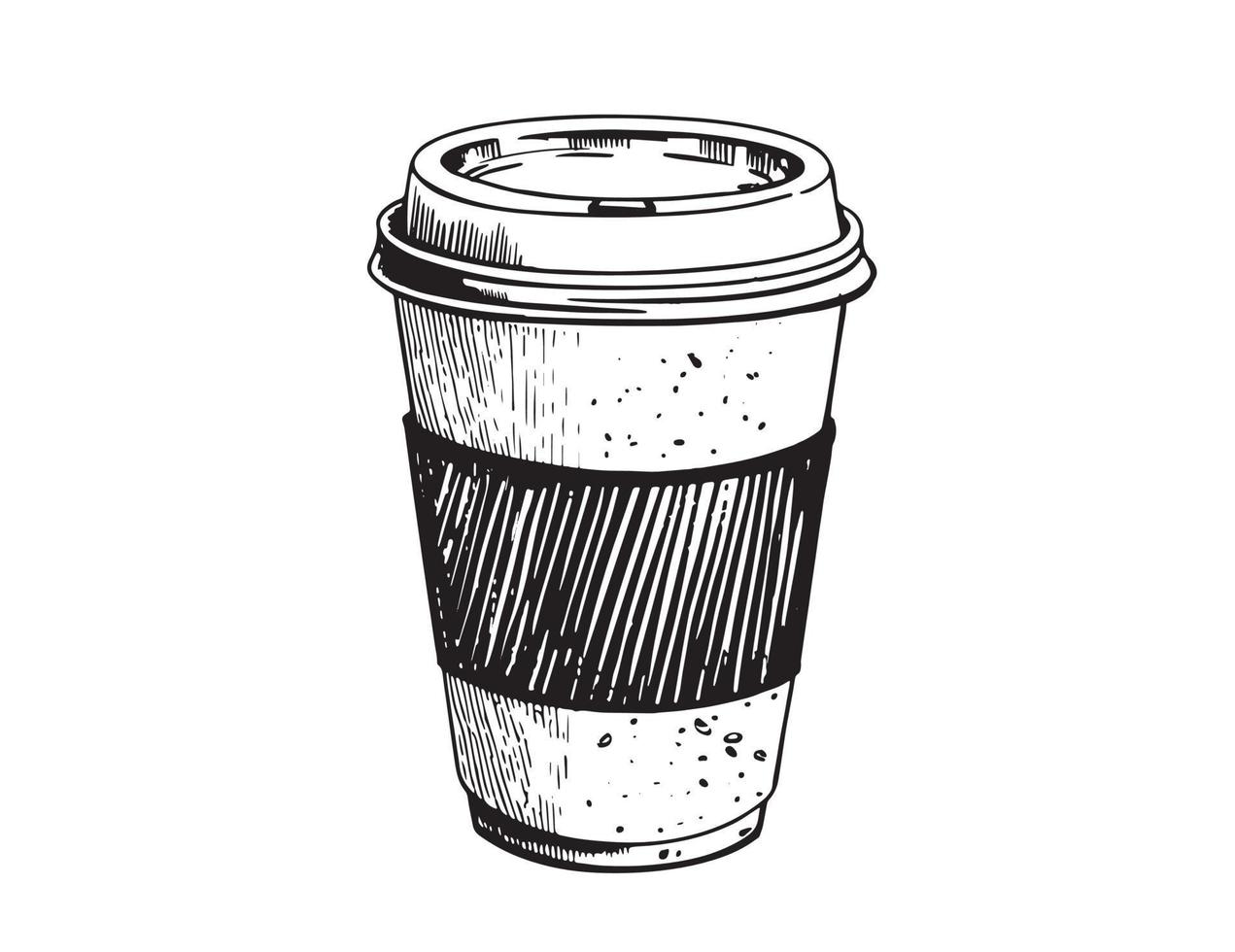 Coffee in a paper cup hand drawn Illustration, vector