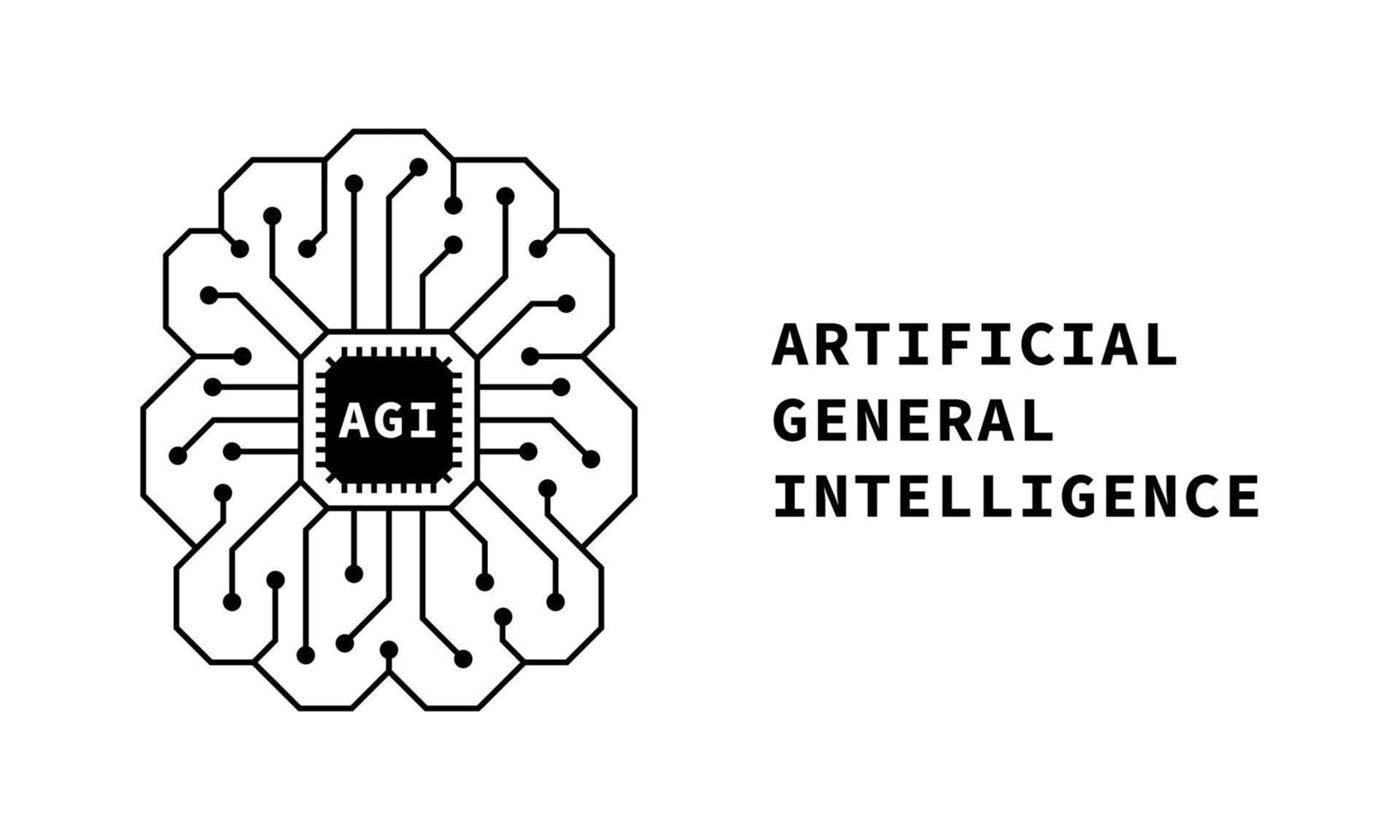 artificial general inteligencia lineal logo. minimalista estilo agi icono. representa física y tecnología, exhibiendo ai cerebro motorizado máquina aprendiendo. vector eps ilustración