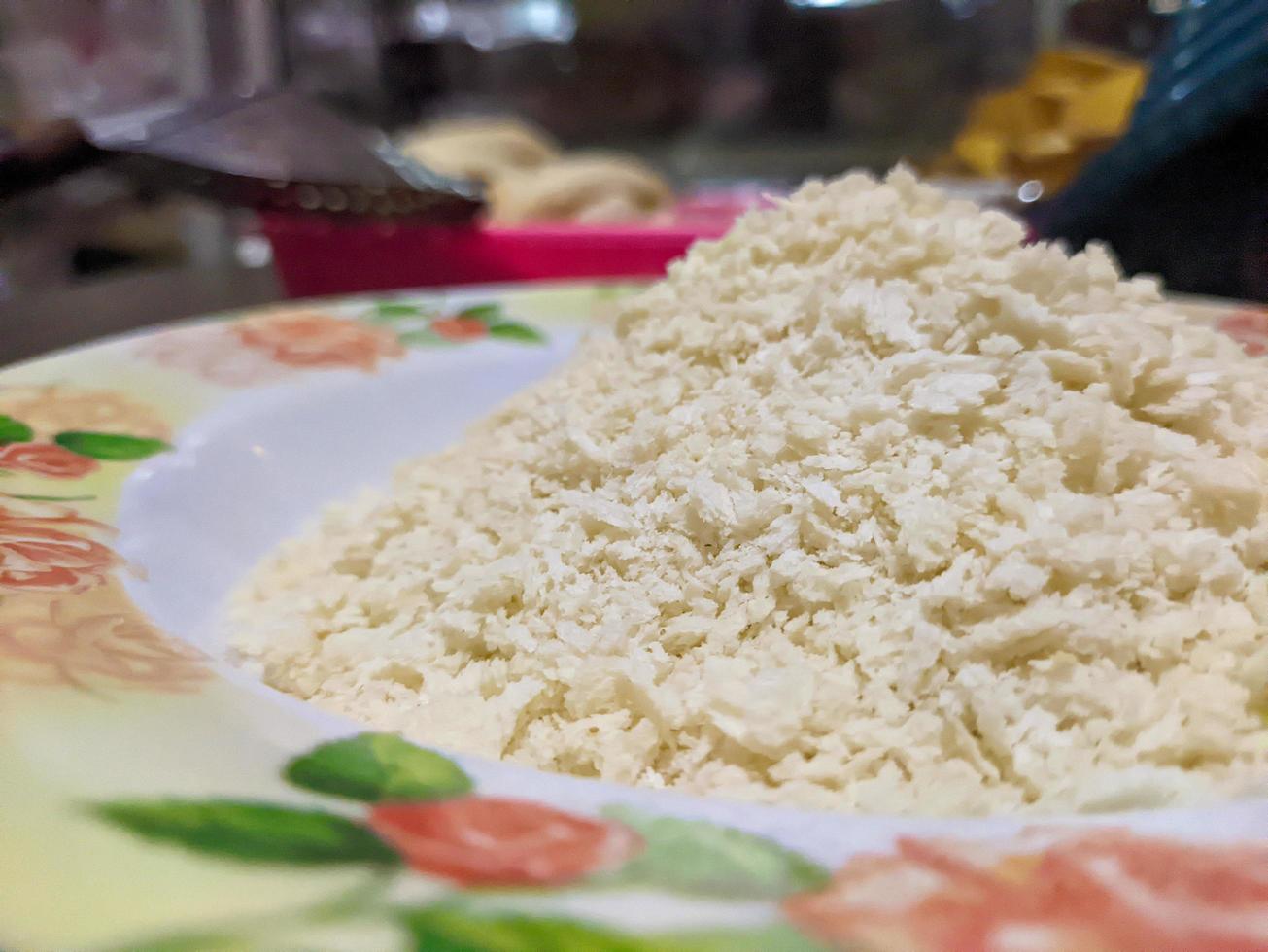 A close up of breadcrumbs on a plate photo