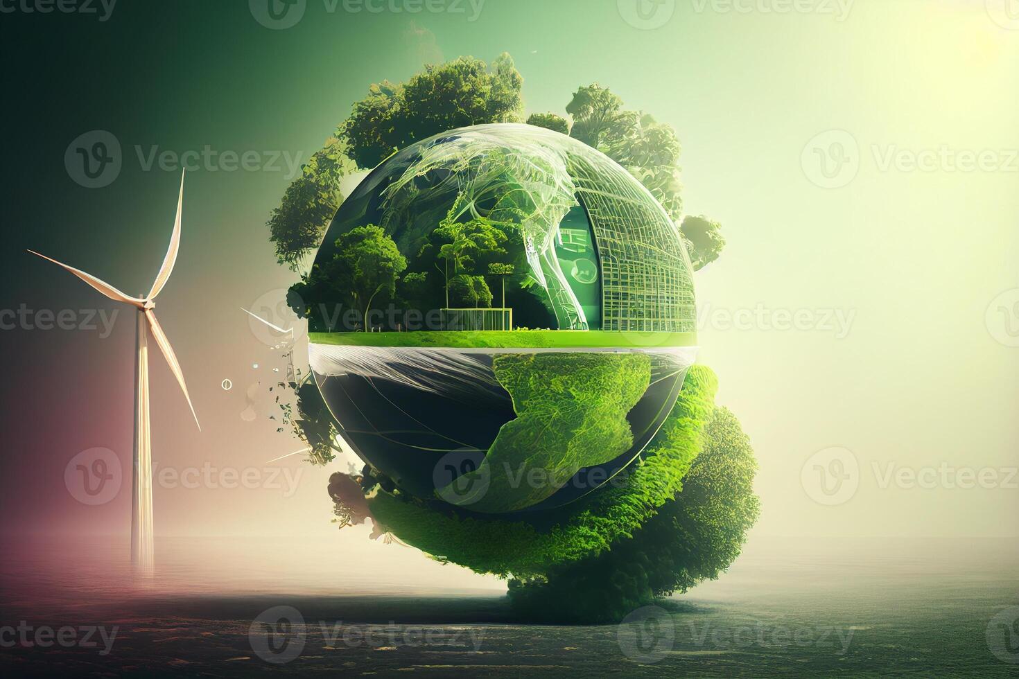 ESG, The Intersection of Green Energy and Sustainable Industry with Environmental, Social, and Corporate Governance. . Digital Art Illustration photo