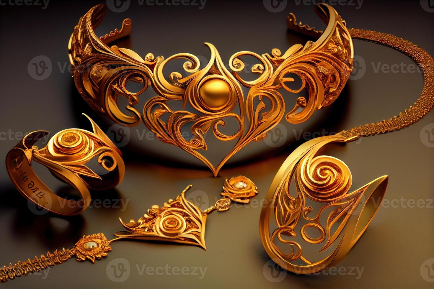 Golden Jewelry. . Digital Art Illustration 22400543 Stock Photo at Vecteezy