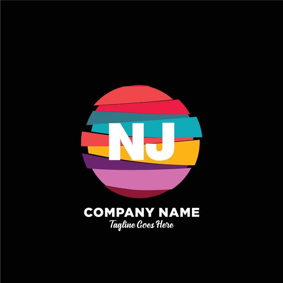 NJ initial logo With Colorful template vector. vector